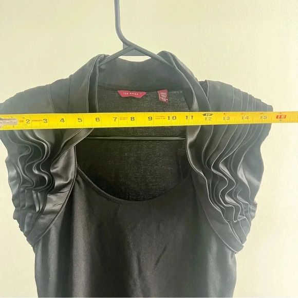 TED BAKER BLACK RUFFLE MINI DRESS SIZE SMALL  SHORT DRESS SIZE 1 - Picture 7 of 9